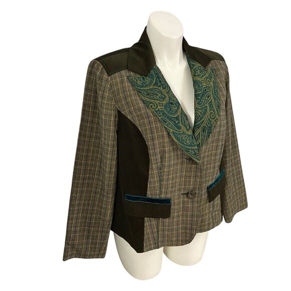 CJ Banks Blazer Womens 1X Jacket Patchwork Festival Career Professional Office - Picture 11 of 16